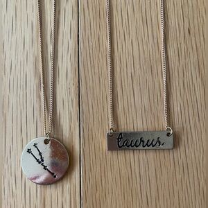 Taurus Zodiac Pendant Necklace Set - Gold